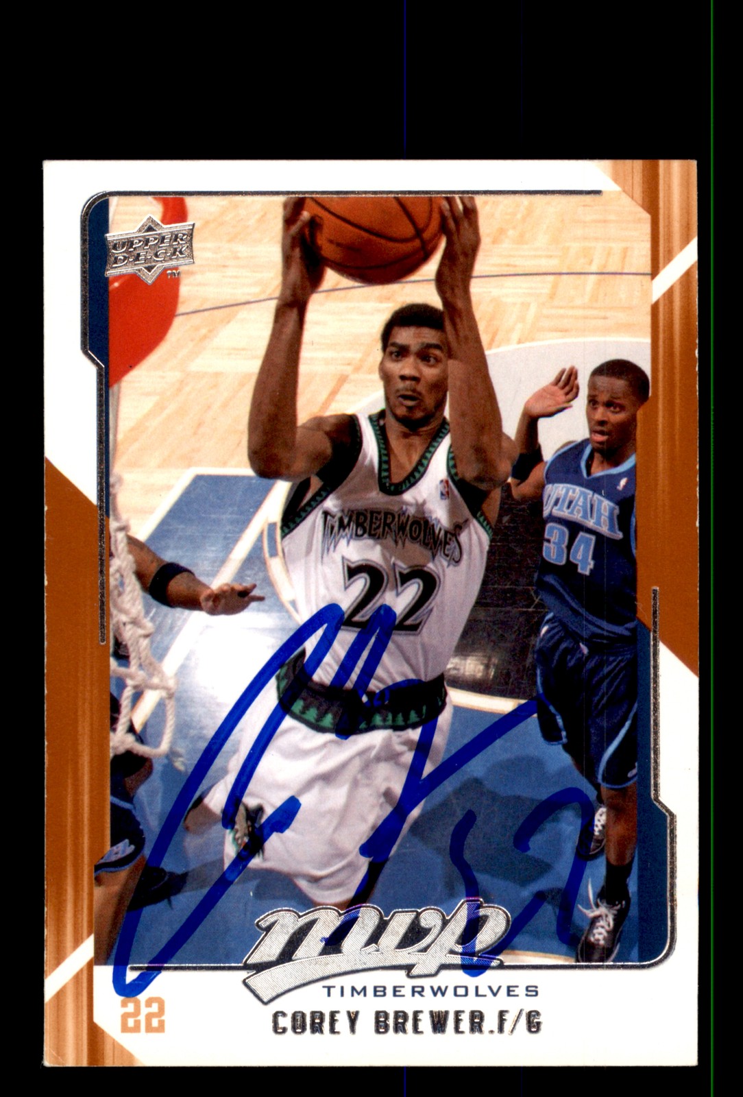 Signed Basketball Card Auto Corey Brewer 2008-09 Upper Deck MVP #92