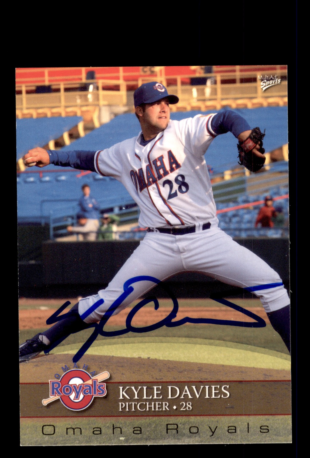 Signed Baseball Card Auto Kyle Davies 2008 MultiAd Omaha Royals #8 Omaha Royals