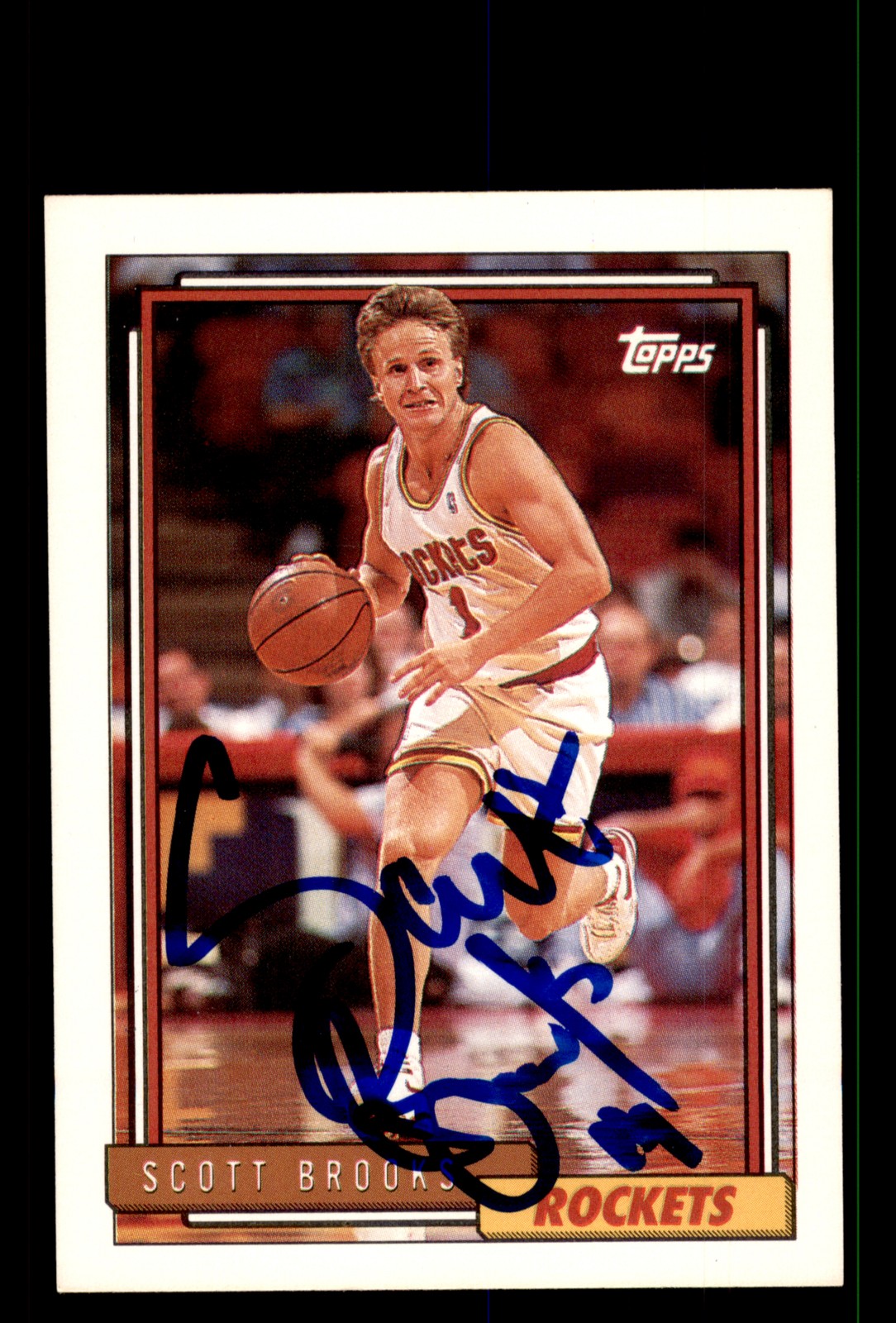 Signed Basketball Card Auto Scott Brooks 1992-93 Topps #320 Houston Rockets