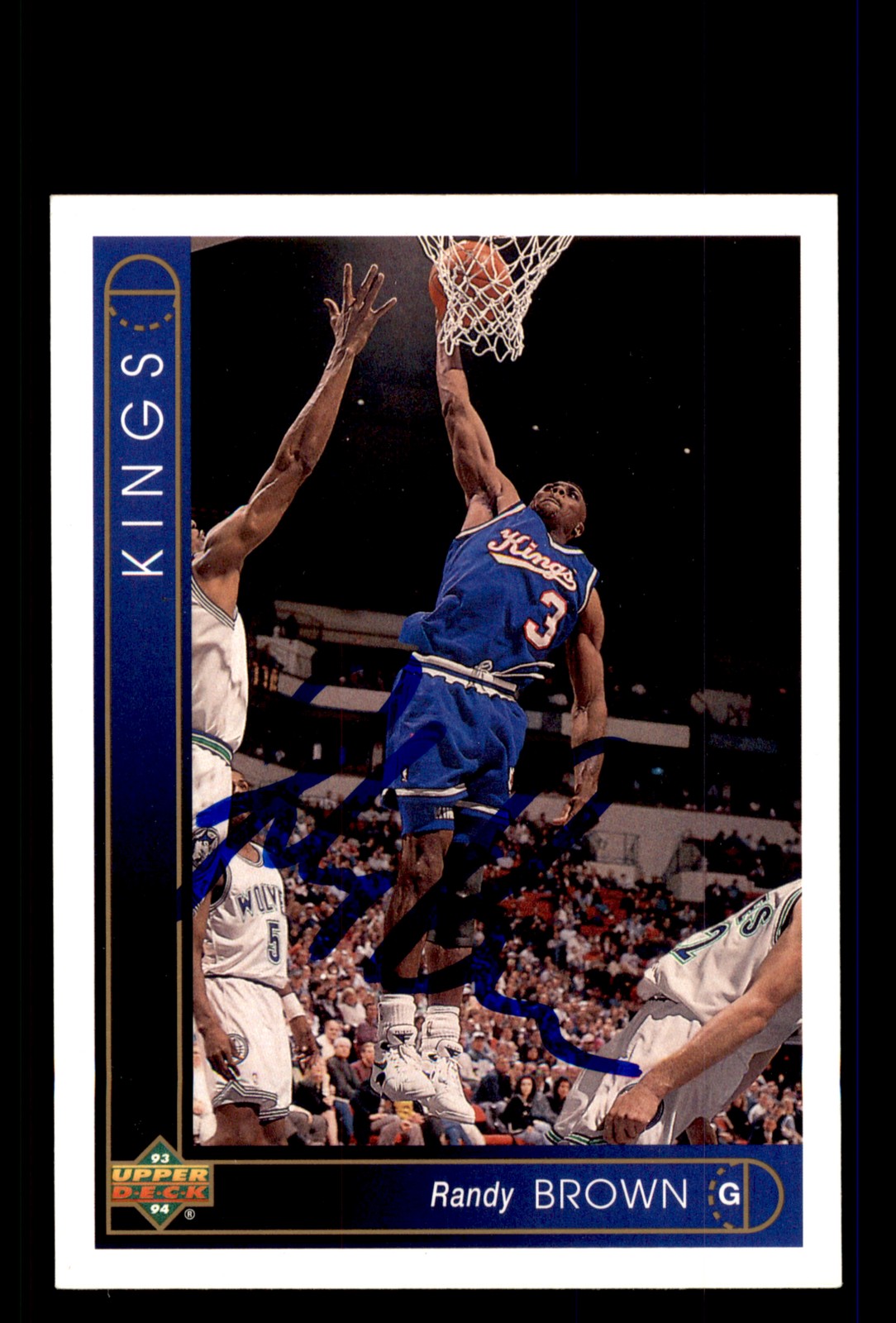 Signed Basketball Card Auto Randy Brown 1993-94 Upper Deck #114 Sacramento Kings