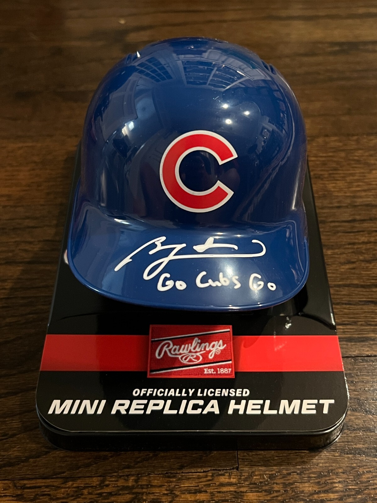 BEN ZOBRIST SIGNED MINI BASEBALL BATTING HELMET CHICAGO GO CUBS GO BAS COA