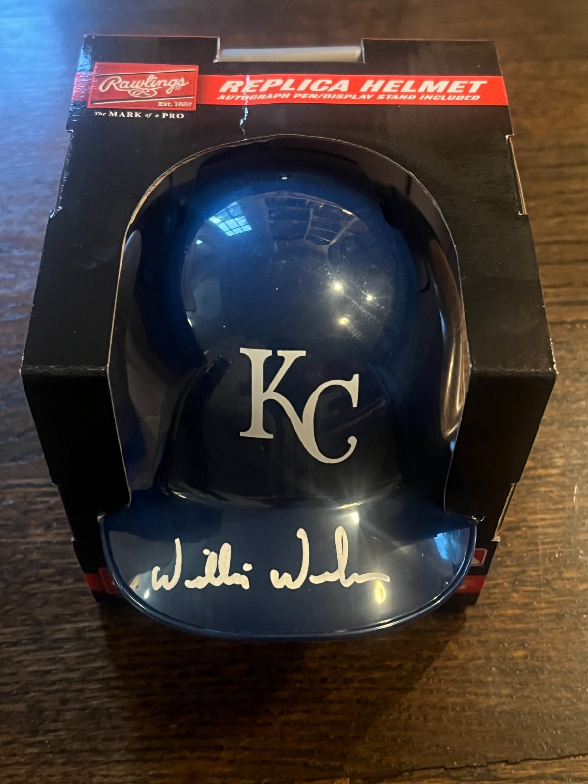 WILLIE WILSON SIGNED MINI BASEBALL BATTING HELMET KANSAS CITY ROYALS BAS COA