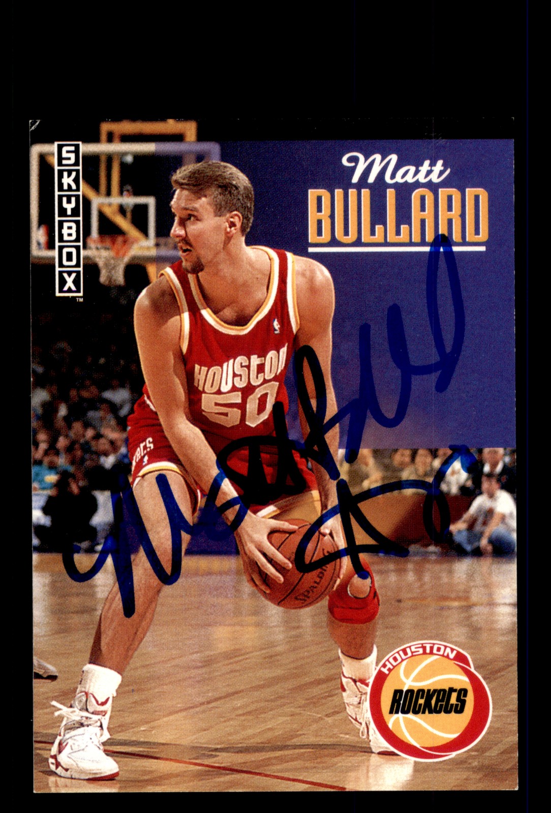 Signed Basketball Card Auto Matt Bullard 1992-93 SkyBox #85 Houston Rockets