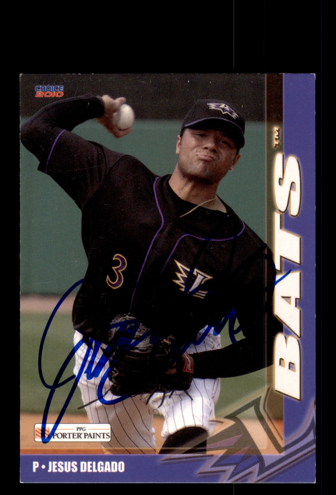 Signed Baseball Card Auto Jesus Delgado 2010 Choice Louisville Bats #10