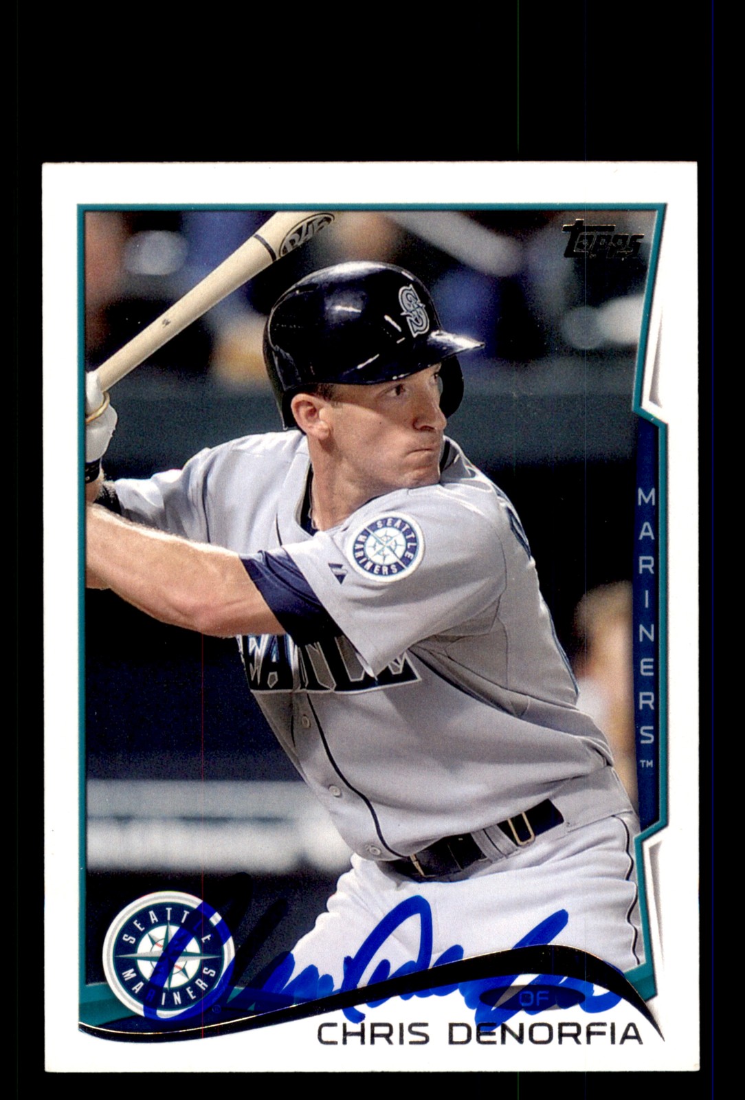 Signed Baseball Card Auto Chris Denorfia 2014 Topps #US-131 Seattle Mariners