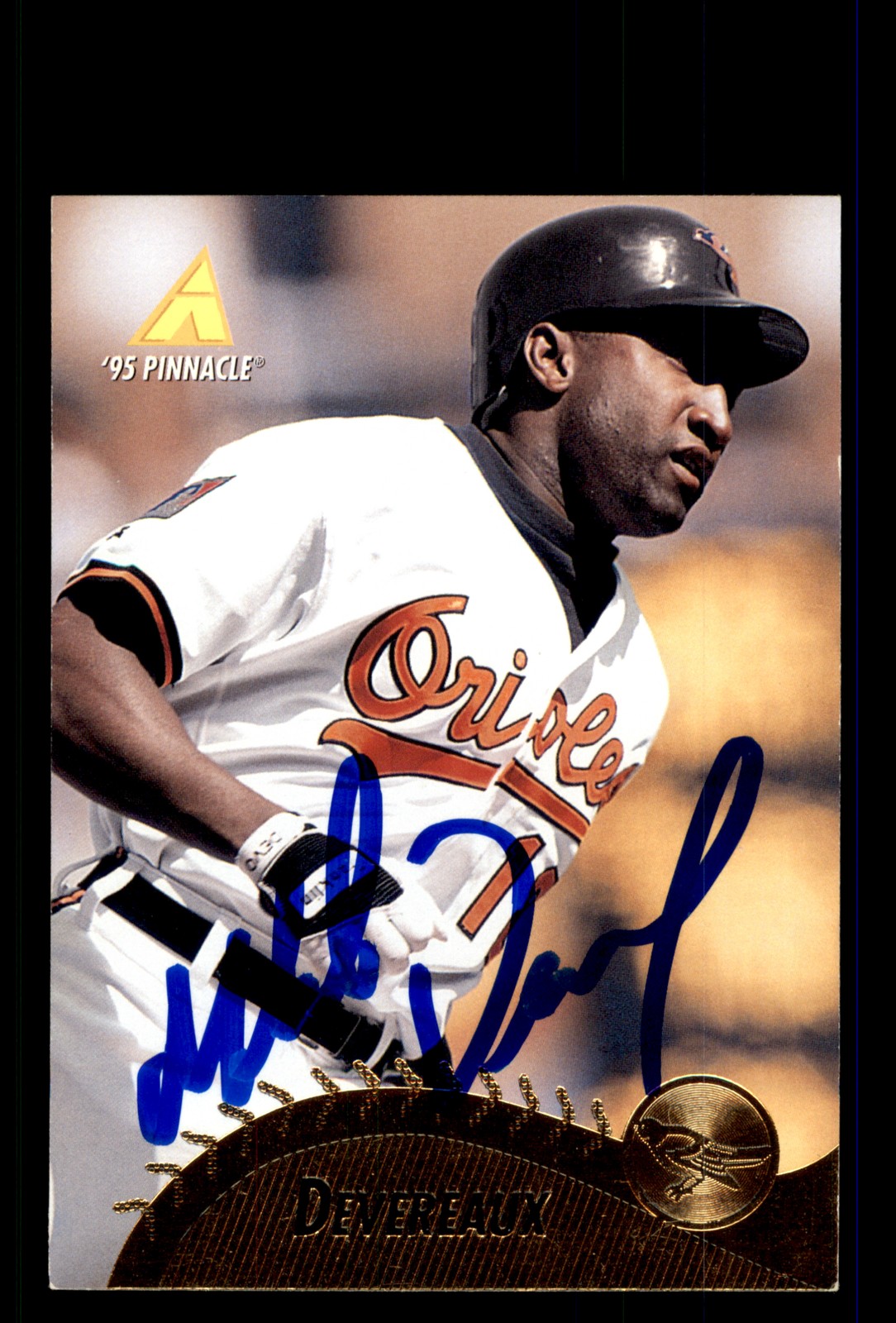Signed Baseball Card Auto Mike Devereaux 1995 Pinnacle #399 Baltimore Orioles