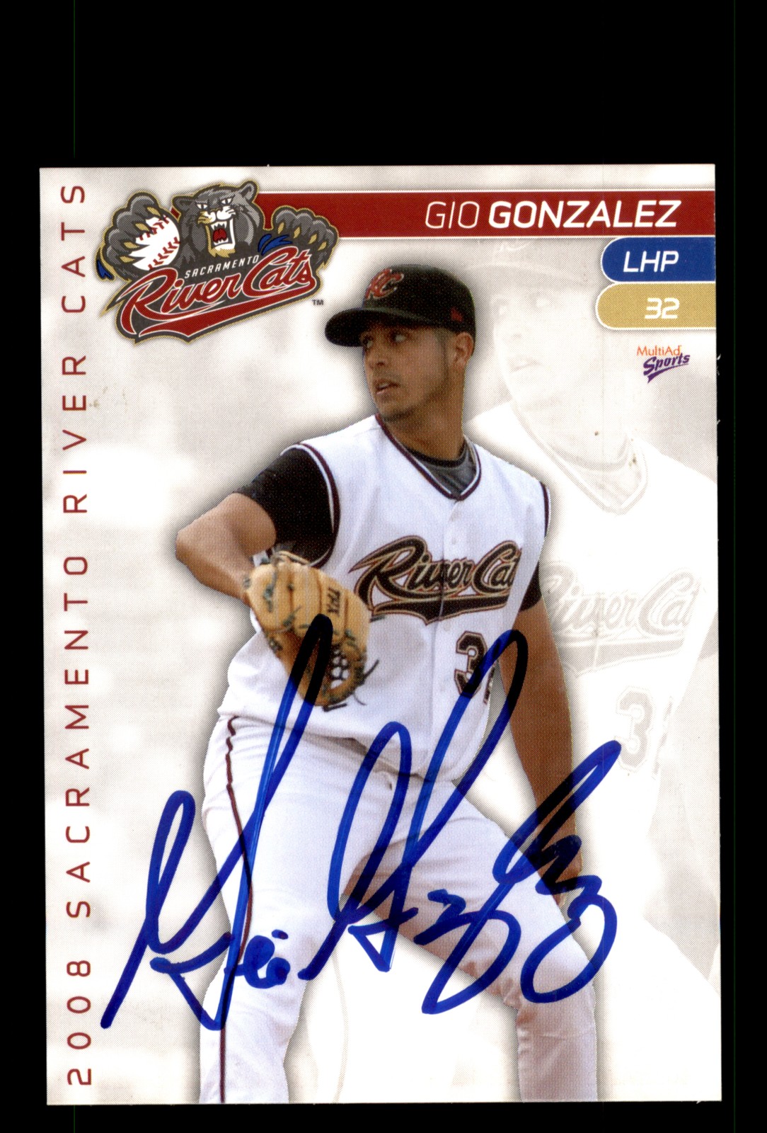 Signed Baseball Card Auto Gio Gonzalez 2008 Sacramento River Cats #11