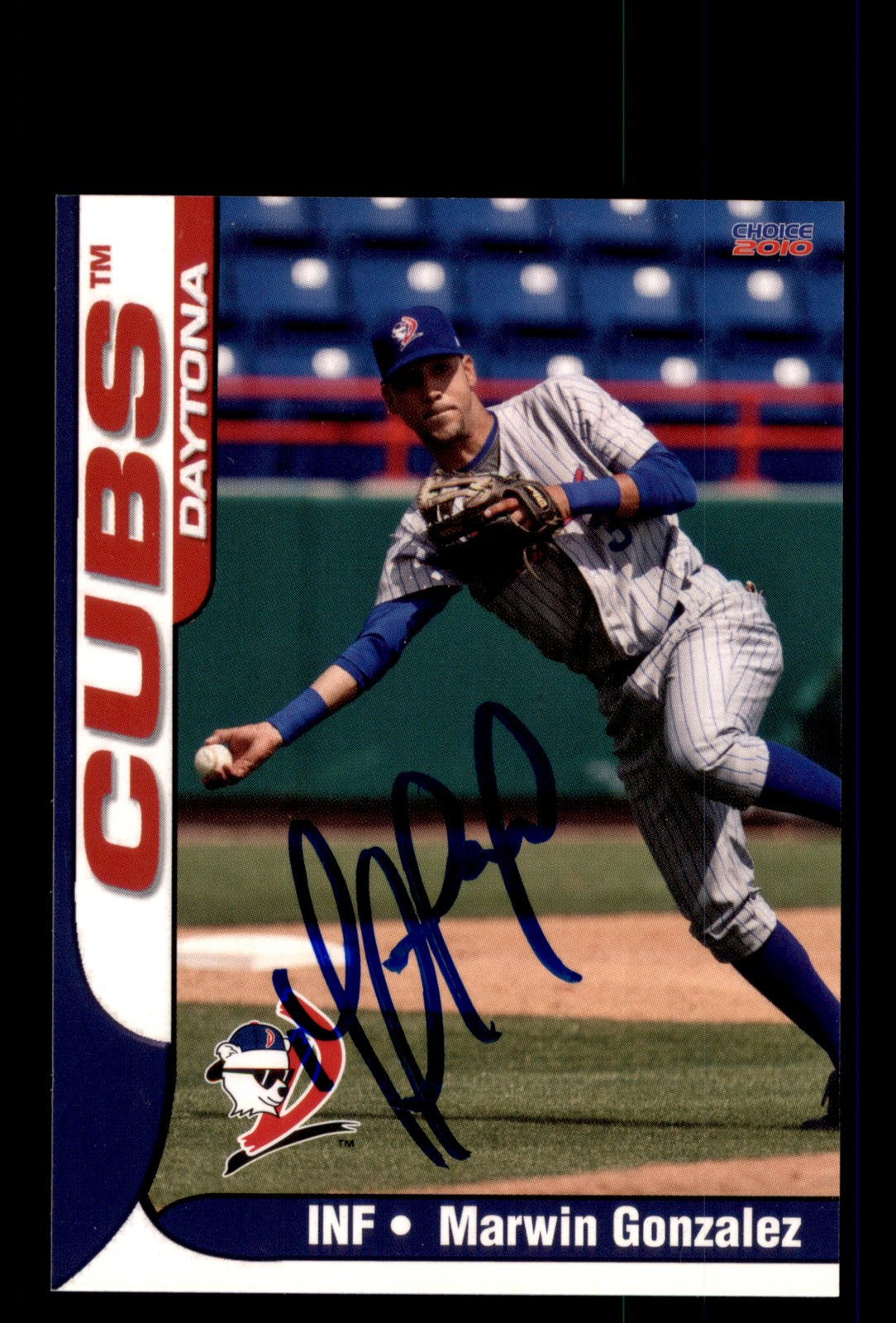 Signed Baseball Card Auto Marwin Gonzalez 2010 Choice Daytona Cubs #9