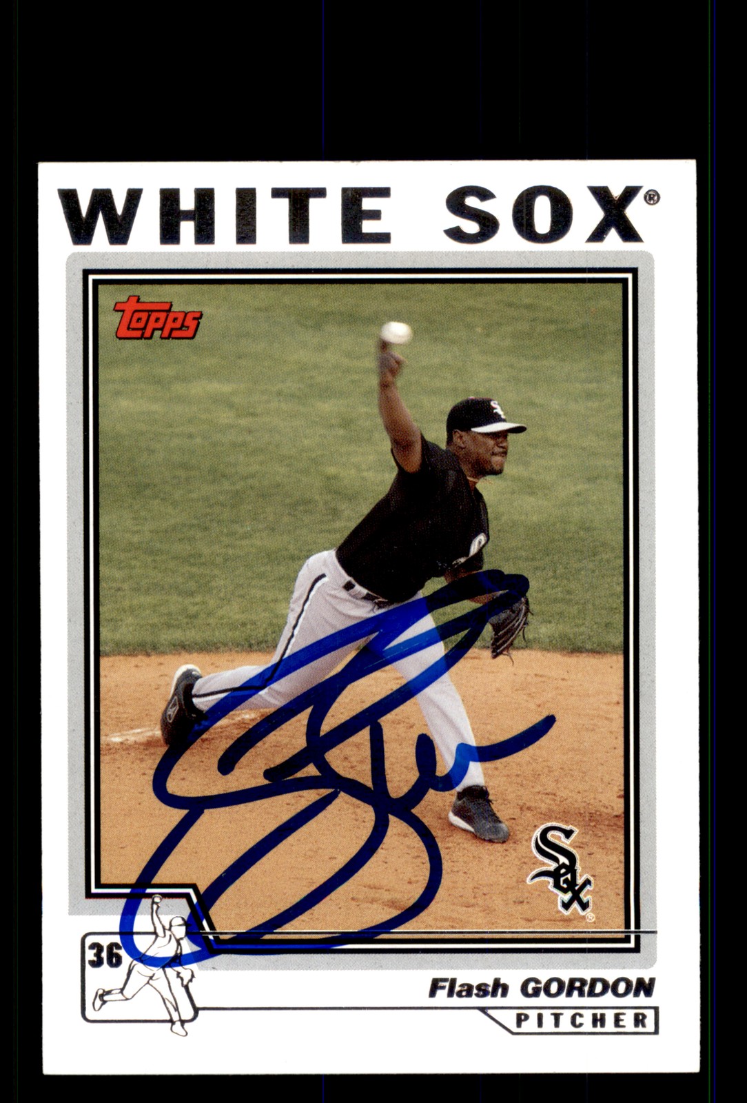 Signed Baseball Card Auto Tom Flash Gordon 2004 Topps #196 White Sox
