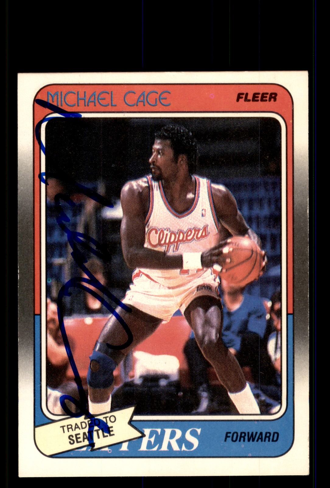 Signed Basketball Card Auto Michael Cage 1988-89 Fleer #62 Seattle SuperSonics