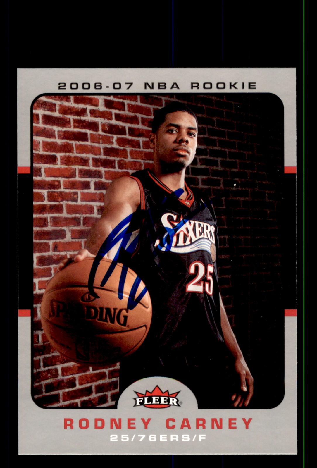 Signed Basketball Card Auto Rodney Carney 2006-07 Fleer #206 Philadelphia 76ers