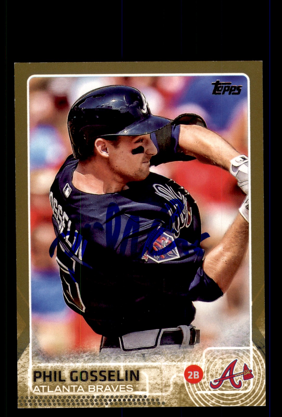 Signed Baseball Card Auto Phil Gosselin 2015 Topps #379 Atlanta Braves Gold