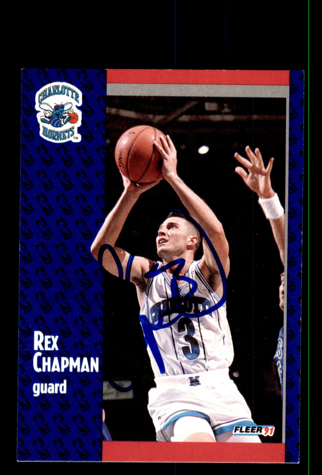 Signed Basketball Card Auto Rex Chapman 1991-92 Fleer #18 Charlotte Hornets