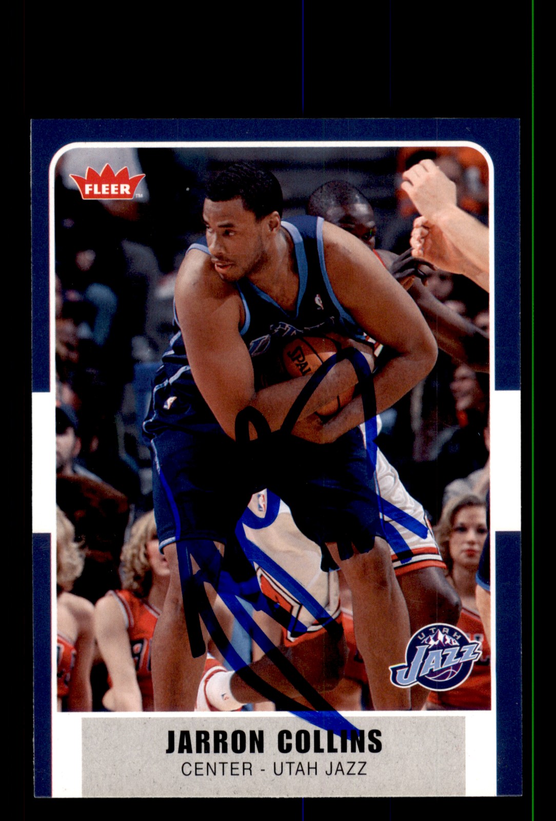 Signed Basketball Card Auto Jarron Collins 2007-08 Fleer #179 Utah Jazz