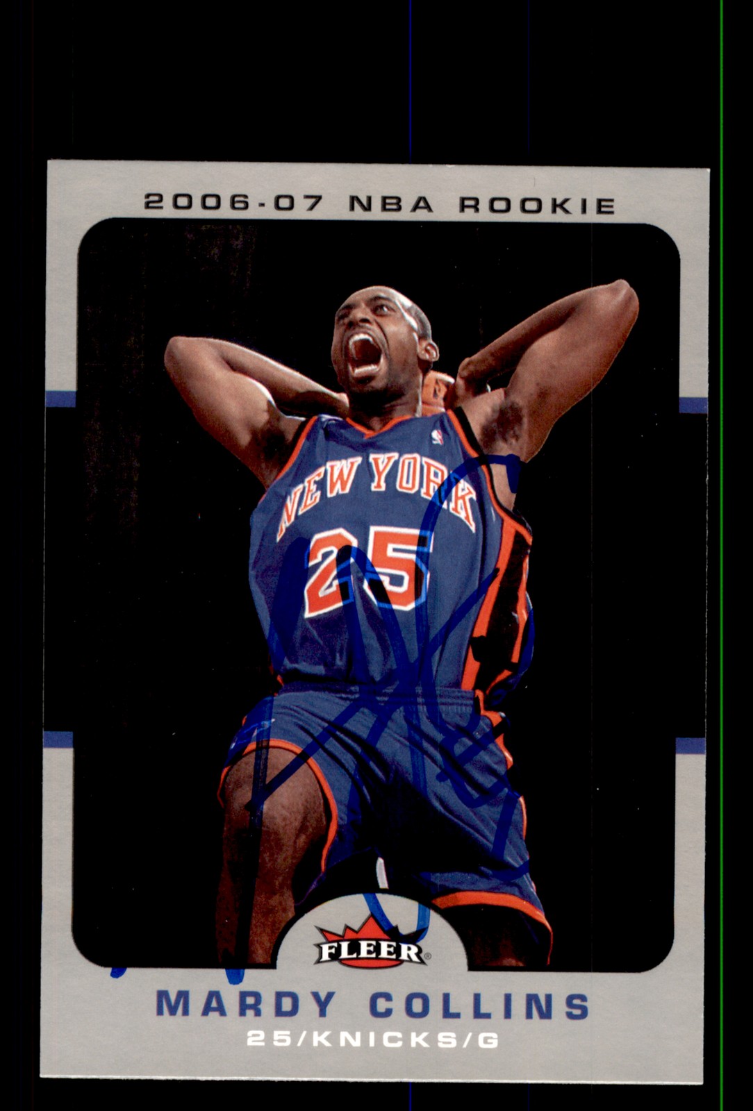 Signed Basketball Card Auto Mardy Collins 2006-07 Fleer #212 New York Knicks