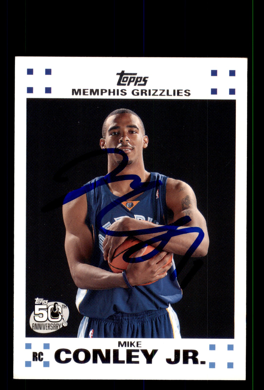 Signed Basketball Card Auto Mike Conley Jr. 2007-08 Topps #4 Memphis Grizzlies