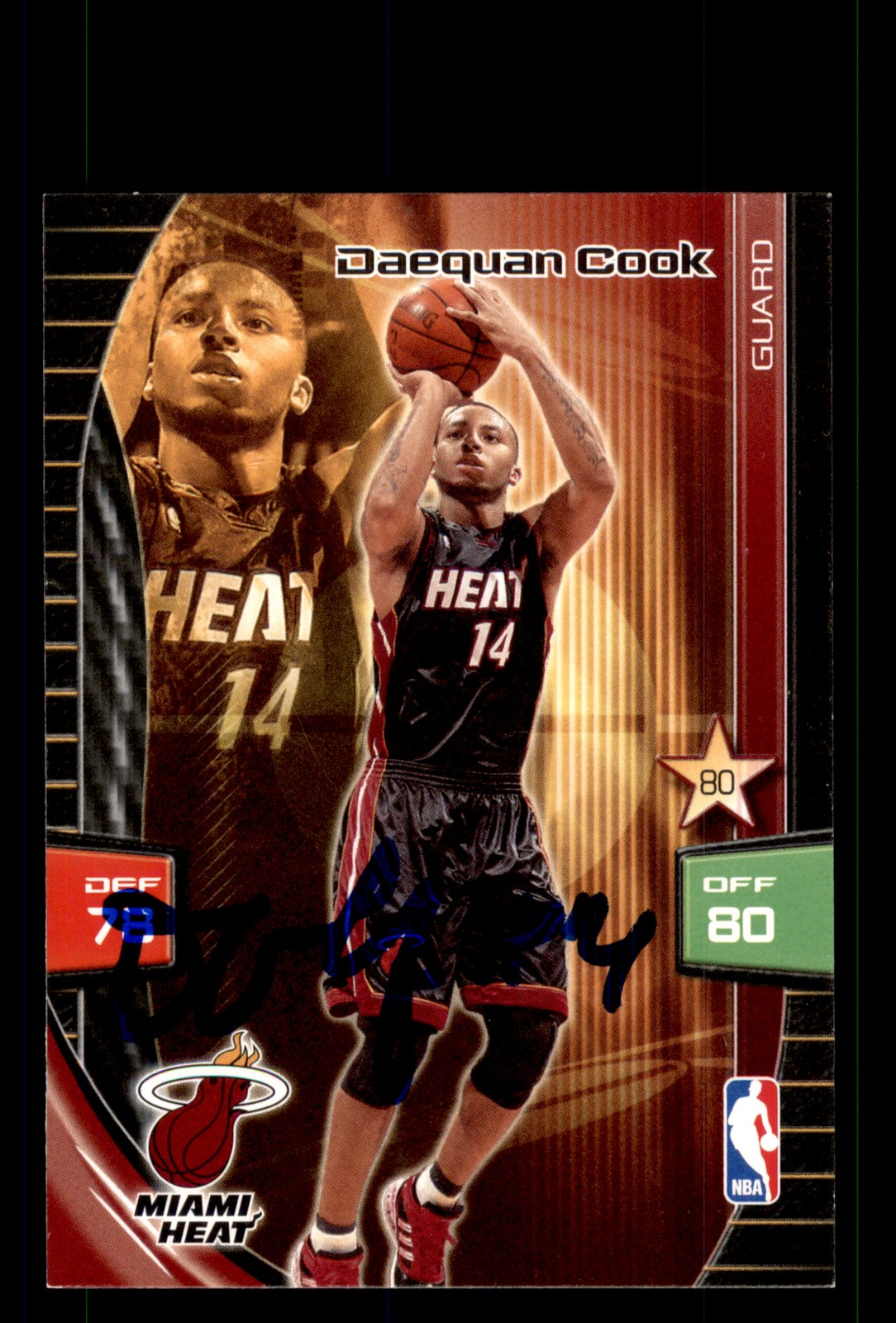 Signed Basketball Card Auto Daequan Cook 2009-10 Panini Adrenalyn XL