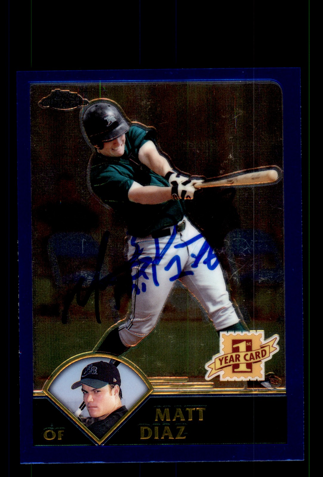 Signed Baseball Card Auto Matt Diaz 2003 Topps Chrome #T170 Rays