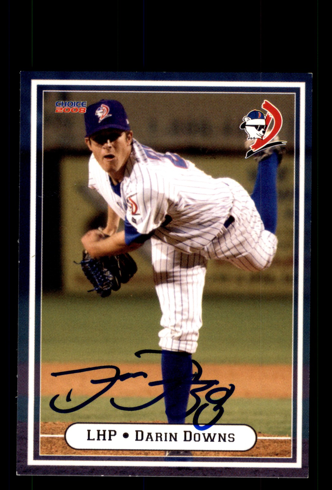 Signed Baseball Card Auto Darin Downs 2008 Choice Daytona Cubs #11