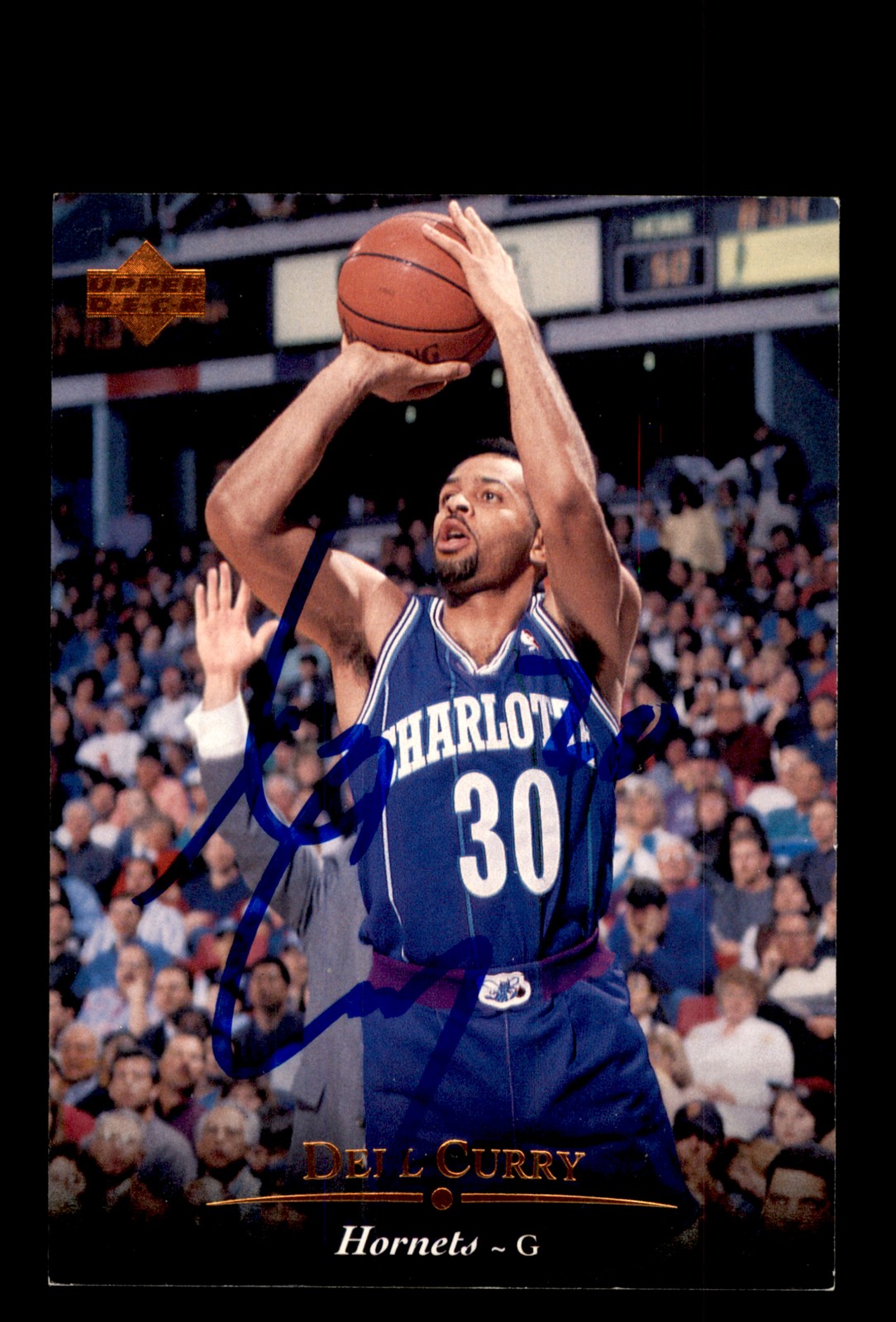 Signed Basketball Card Auto Dell Curry 1995-96 Upper Deck #101 Charlotte Hornets
