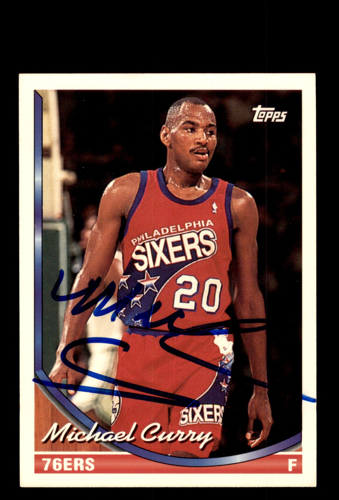 Signed Basketball Card Auto Michael Curry 1993-94 Topps #286 Philadelphia 76ers