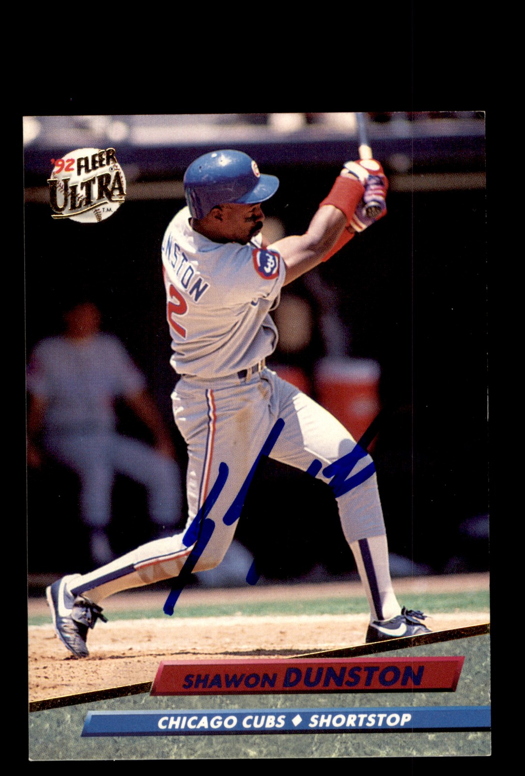 Signed Baseball Card Auto Shawon Dunston 1992 Fleer Ultra #174 Chicago Cubs