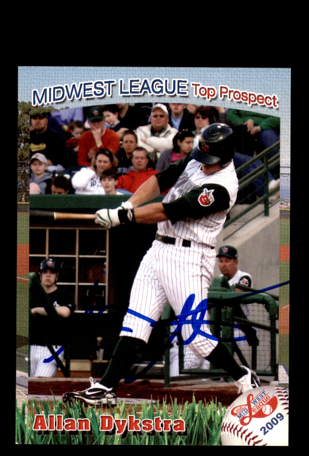 Signed Baseball Card Auto Allan Dykstra 2009 Grandstand Midwest League TP