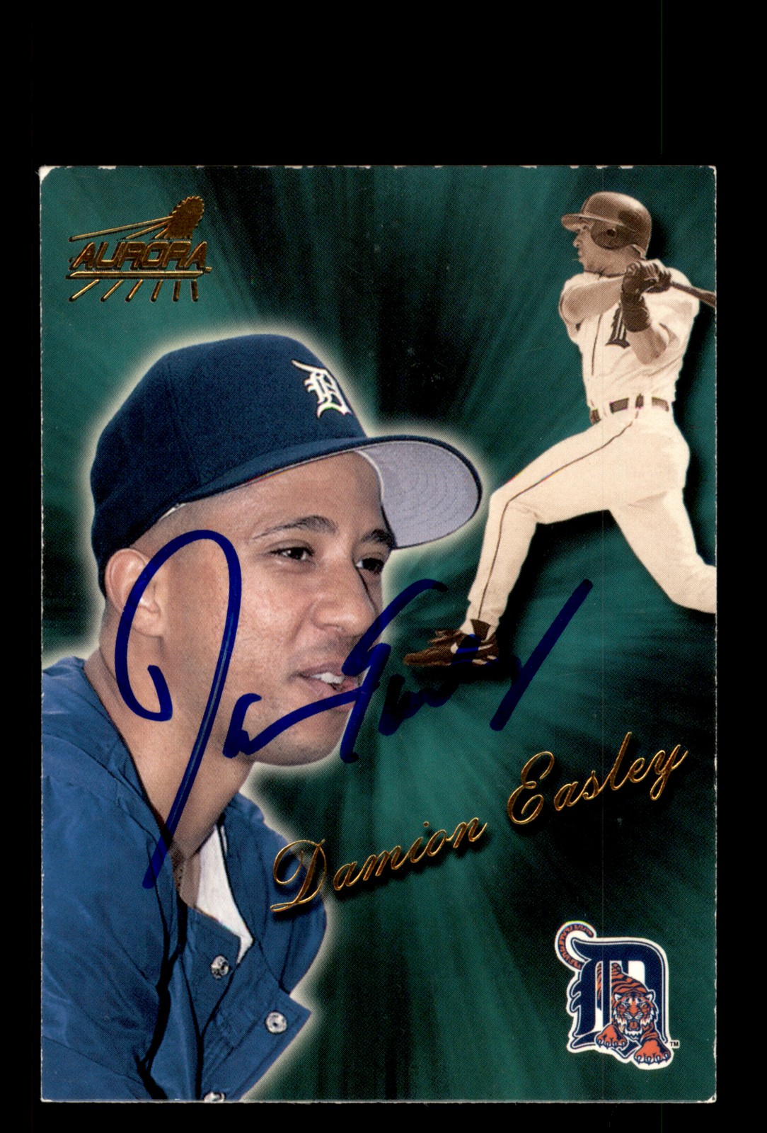 Signed Baseball Card Auto Damion Easley 1999 Pacific Aurora #66 Detroit Tigers