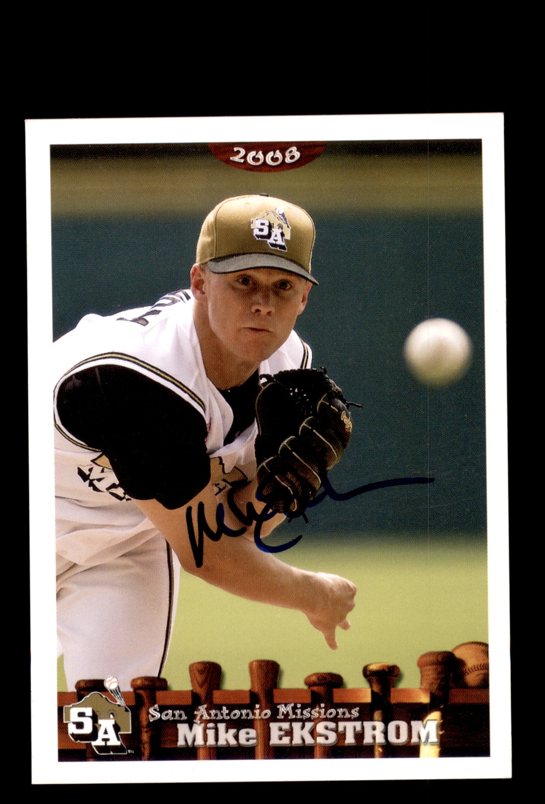 Signed Baseball Card Auto Mike Ekstrom 2008 Grandstand San Antonio Missions