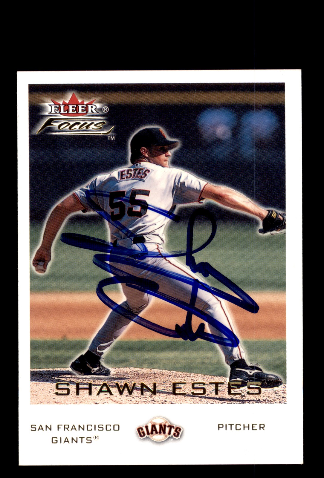 Signed Baseball Card Auto Shawn Estes 2001 Fleer Focus #92 San Francisco Giants