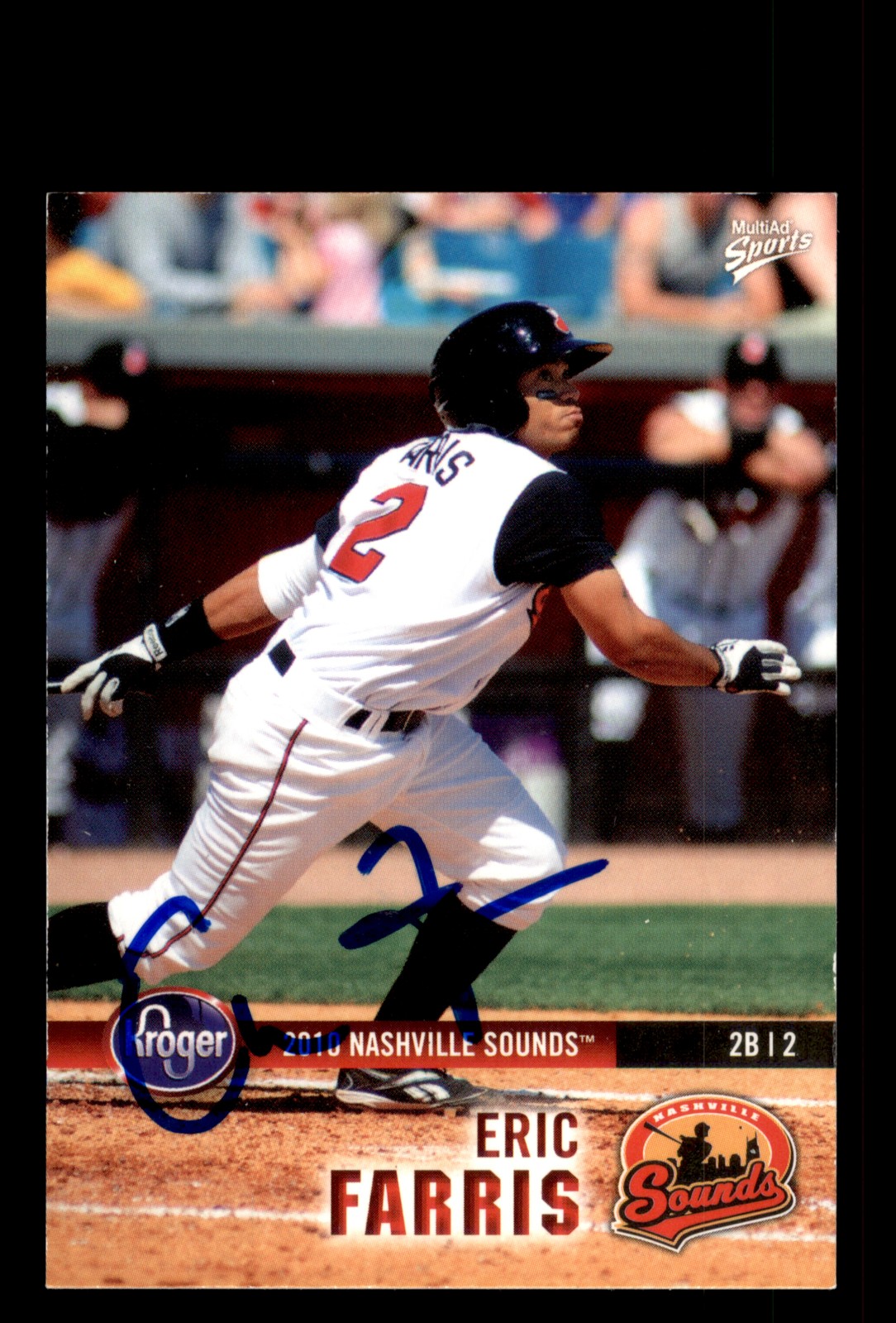 Signed Baseball Card Auto Eric Farris 2010 MultiAd Nashville Sounds