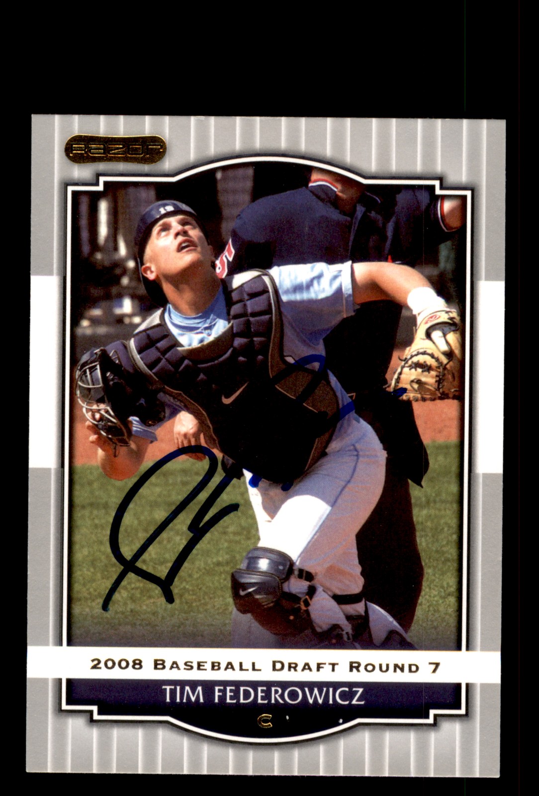 Signed Baseball Card Auto Tim Federowicz 2008 Razor #71 Boston Red Sox UNC