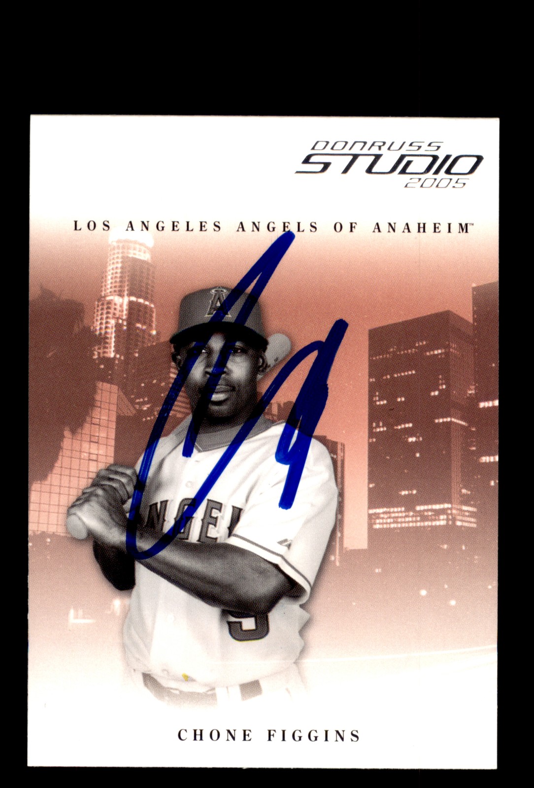 Signed Baseball Card Auto Chone Figgins 2005 Donruss Studio #2 Angels