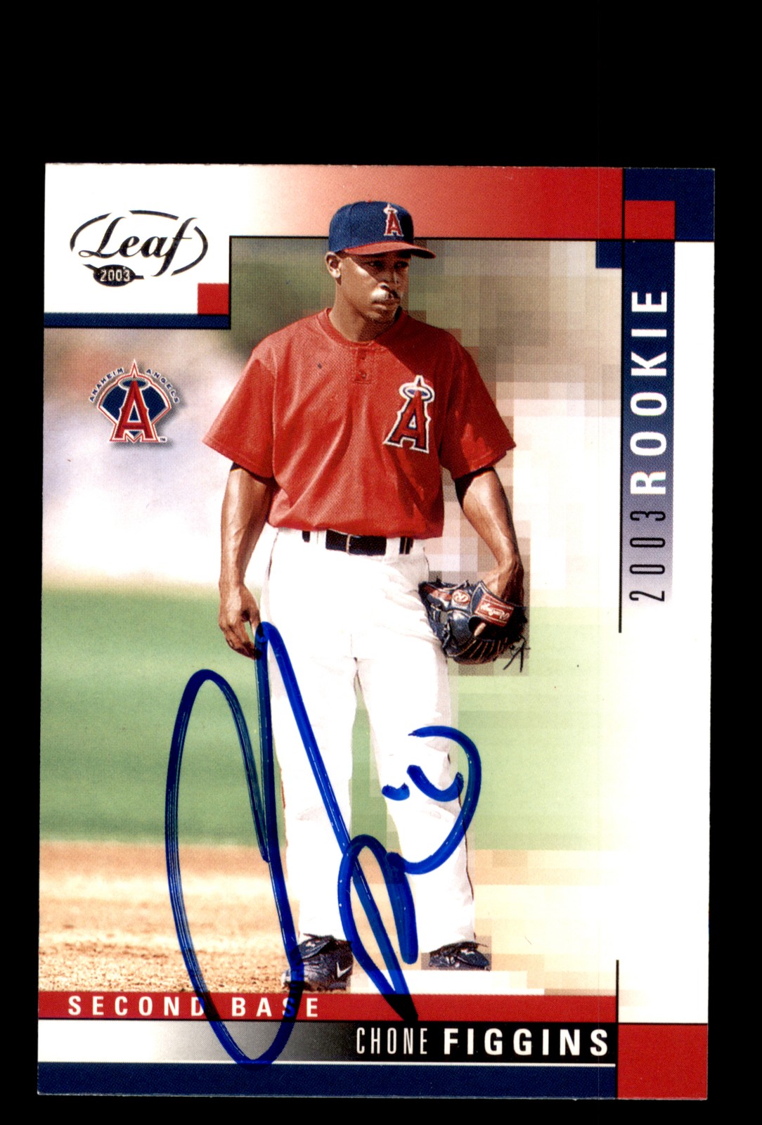 Signed Baseball Card Auto Chone Figgins 2003 Leaf #276 Anaheim Angels