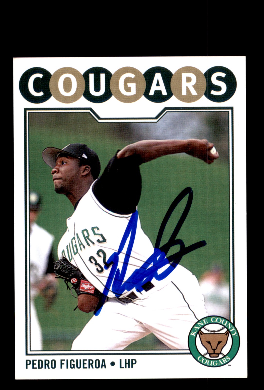 Signed Baseball Card Auto Pedro Figueroa 2009 Grandstand Kane County Cougars