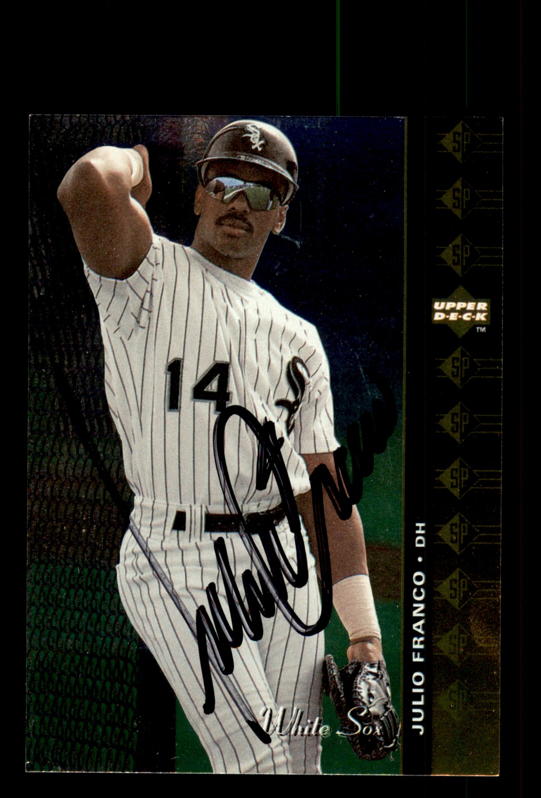 Signed Baseball Card Auto Julio Franco 1994 Upper Deck SP #191 White Sox