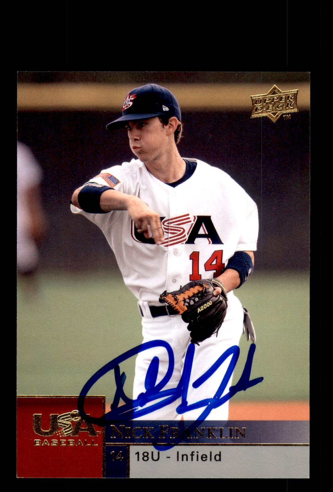 Signed Baseball Card Auto Nick Franklin 2009 Upper Deck #18U-NF