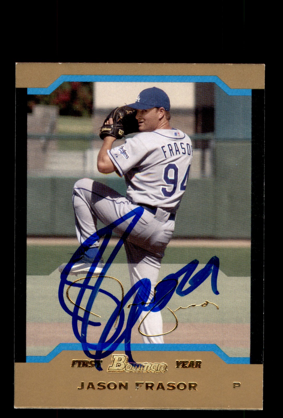 Signed Baseball Card Auto Jason Frasor 2004 Bowman Gold #213 Dodgers