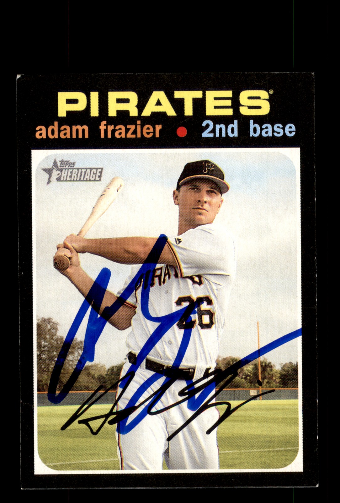 Signed Baseball Card Auto Adam Frazier 2020 Topps Heritage #4 Pittsburgh Pirates