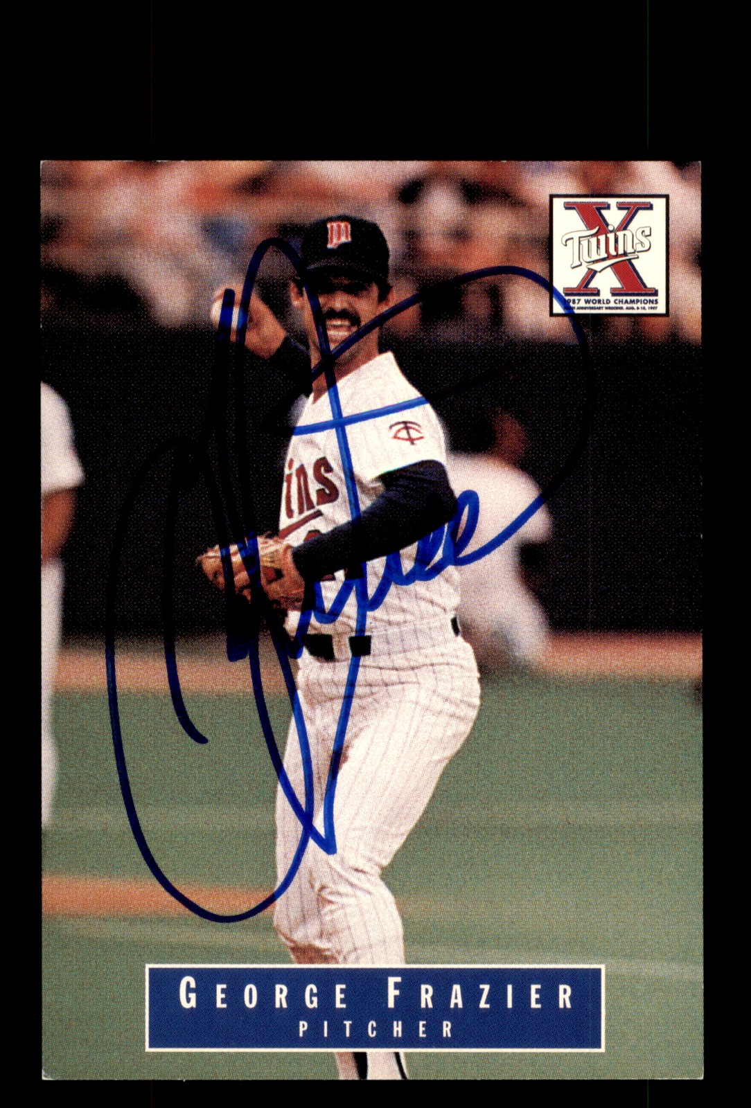 Signed Baseball Card Auto George Frazier 1997 Minnesota Twins 1987 WS SGA
