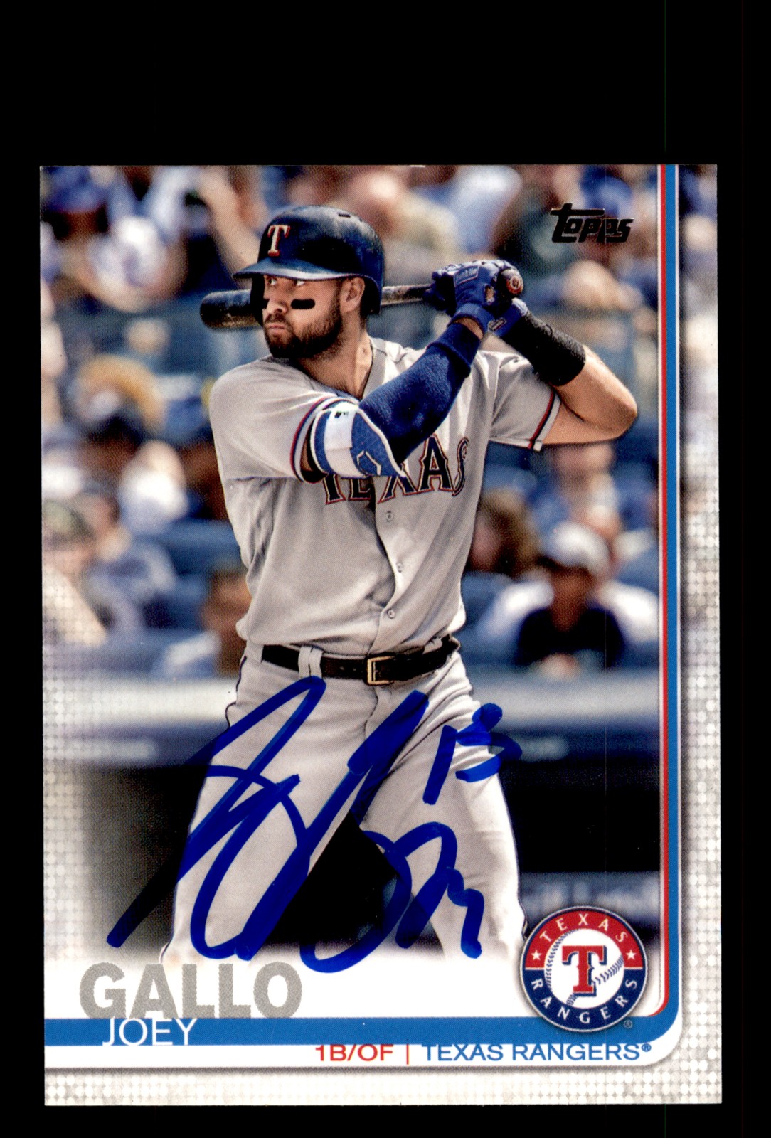 Signed Baseball Card Auto Joey Gallo 2019 Topps #112 Texas Rangers