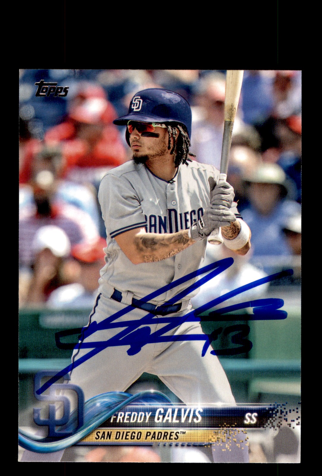 Signed Baseball Card Auto Freddy Galvis 2018 Topps #636 San Diego Padres