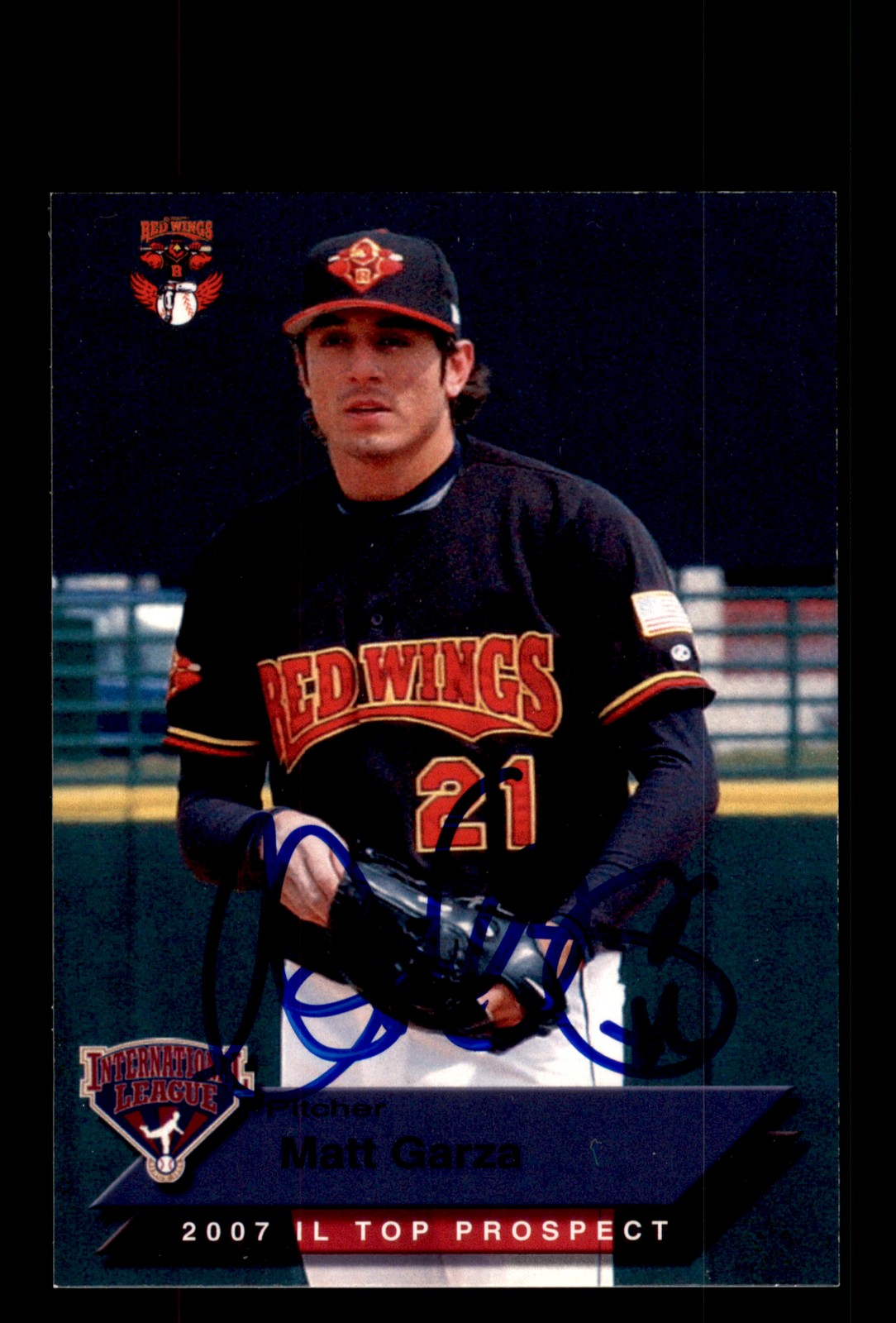 Signed Baseball Card Auto Matt Garza 2007 International League Top Prospects