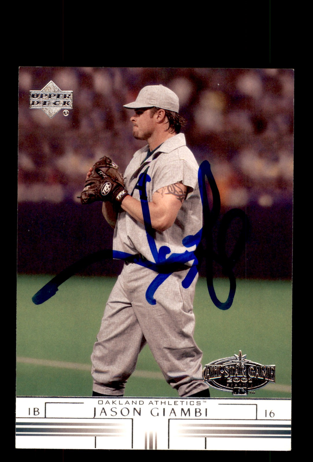 Signed Baseball Card Auto Jason Giambi 2002 Upper Deck #64 Oakland Athletics