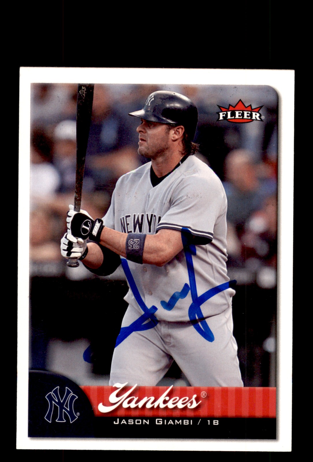 Signed Baseball Card Auto Jason Giambi 2007 Fleer #121 New York Yankees