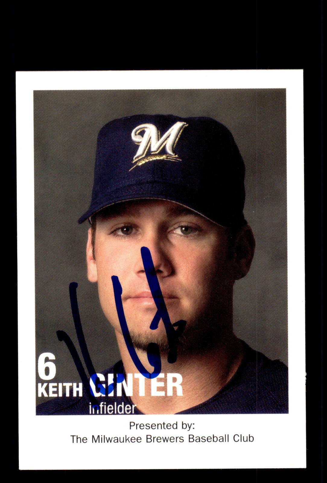 Signed Baseball Card Auto Keith Ginter 2003 Milwaukee Brewers Police