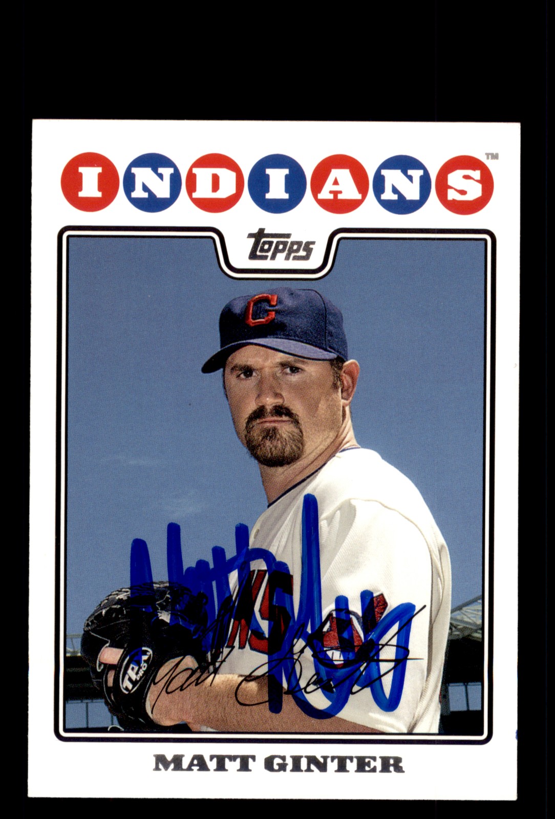 Signed Baseball Card Auto Matt Ginter 2008 Topps #UH54 Cleveland Indians