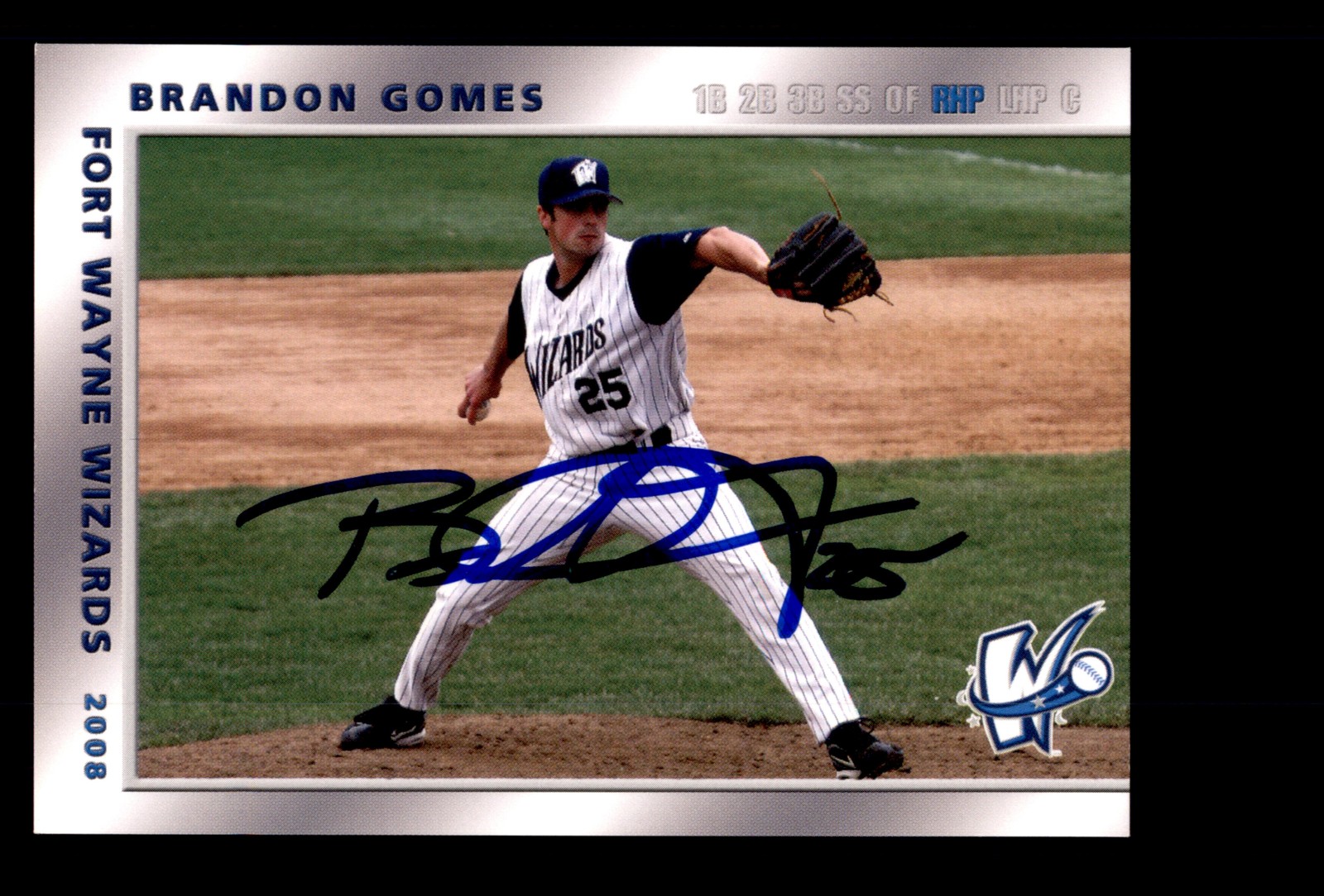 Signed Baseball Card Auto Brandon Gomes 2008 Grandstand Fort Wayne Wizards