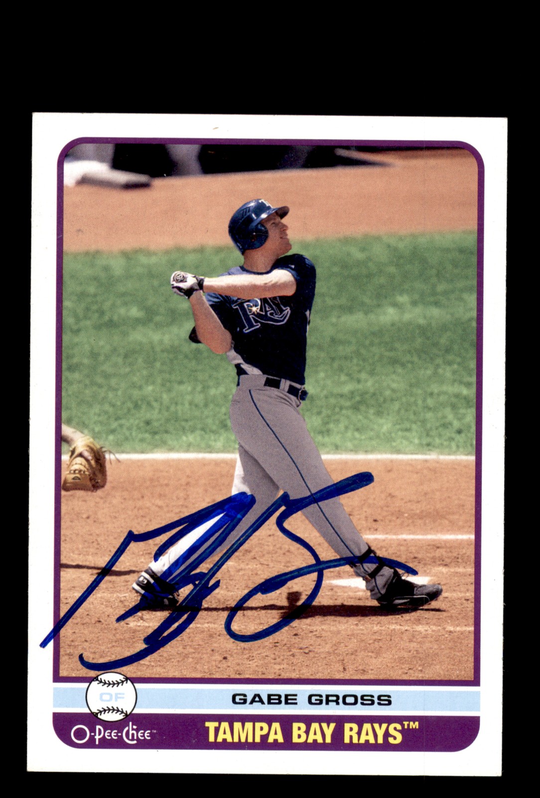 Signed Baseball Card Auto Gabe Gross 2009 O-Pee-Chee #44 Tampa Bay Rays