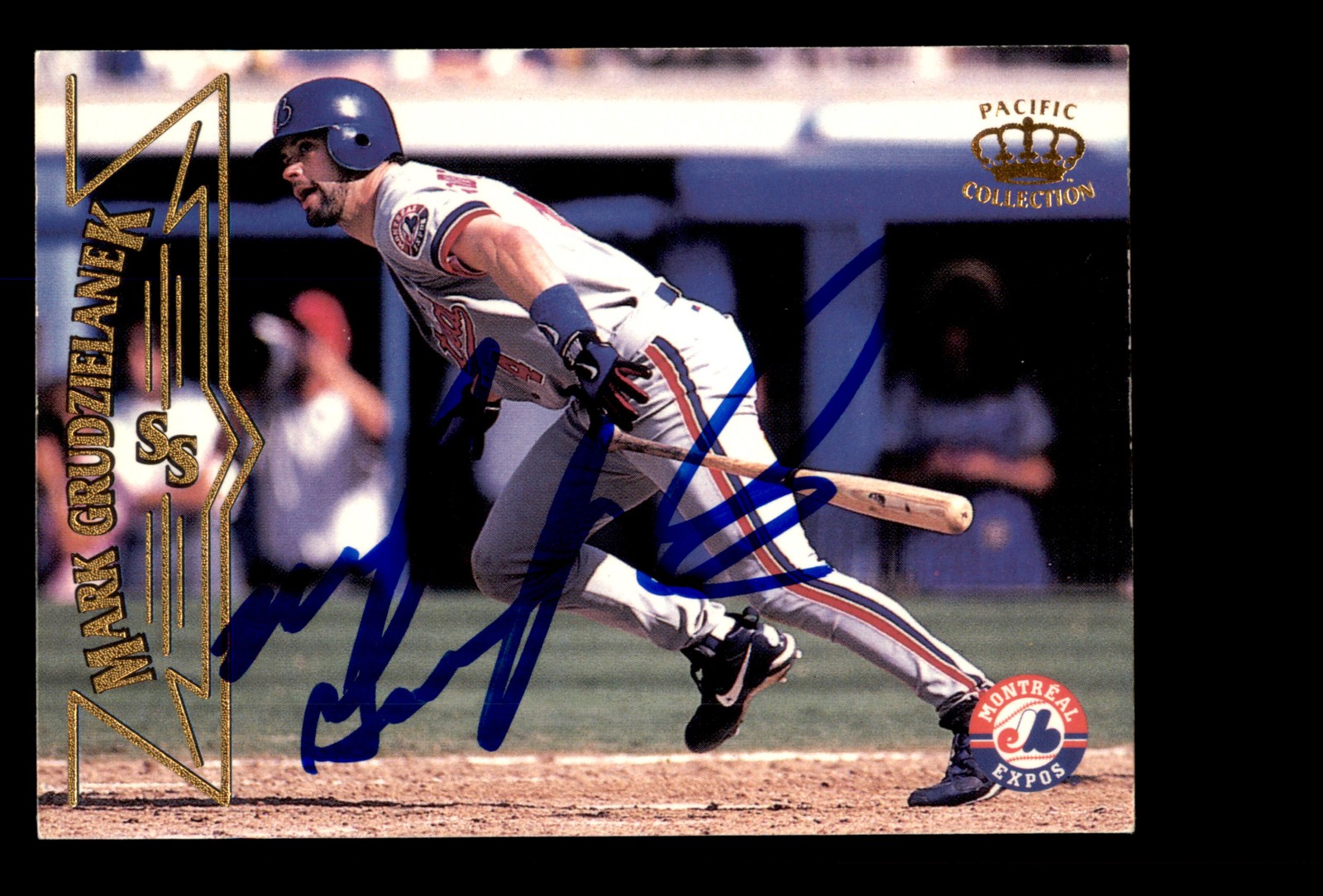 Signed Baseball Card Auto Mark Grudzielanek 1998 Pacific #345 Montreal Expos